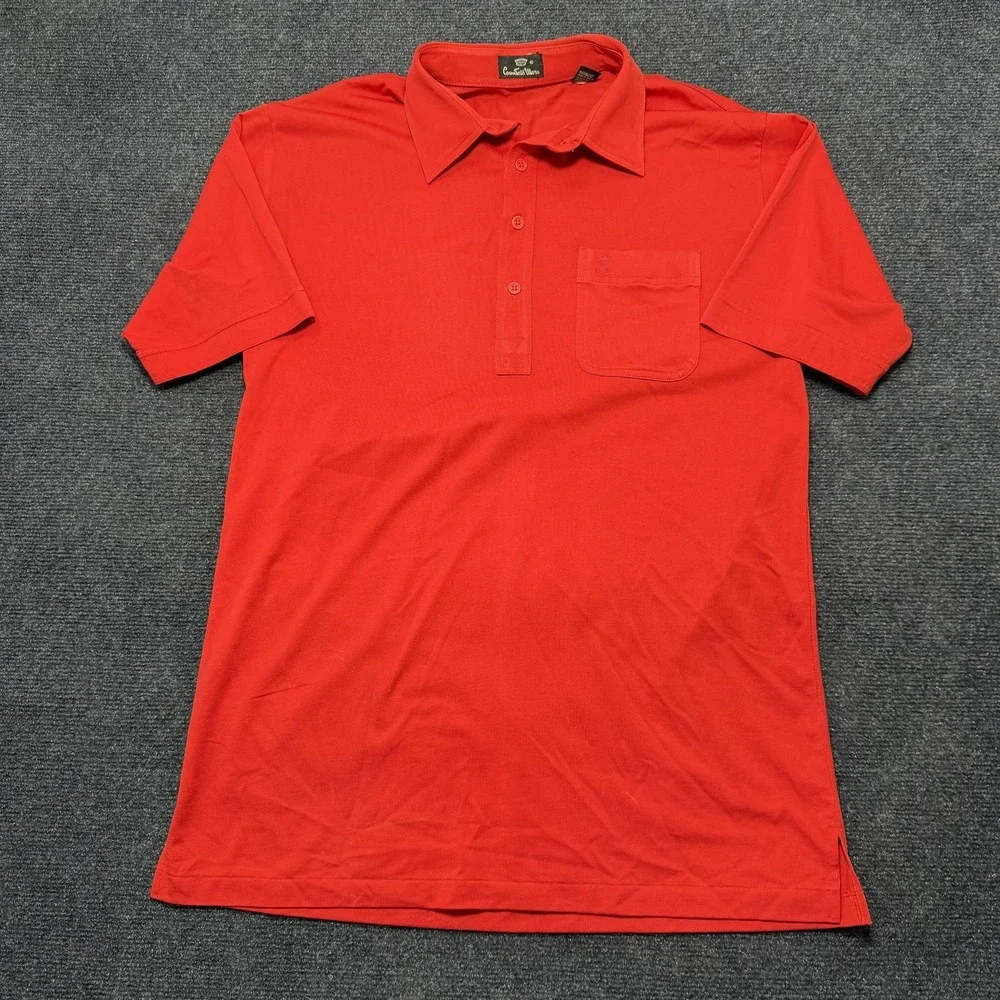 Vintage Countess Mara Polo Shirt Mens Medium Red Solid Pocket Knit Short Sleeve